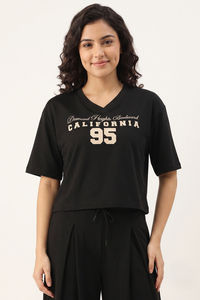 Zivame Knit Poly Athleisure V Neck T-Shirt - Tap Shoe — thumbnail 2